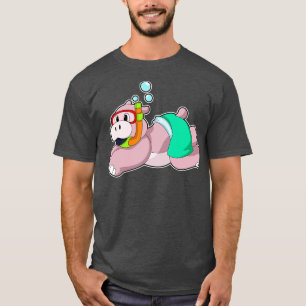 Camiseta Hippo En El Submarinismo Con Snorkel