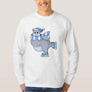 Camiseta Hippo en patinaje sobre hielo con patines de hielo