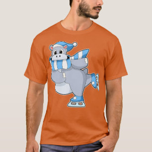 Camiseta Hippo En Patinaje Sobre Hielo Con Patines De Hielo