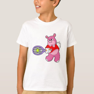 Camiseta Hippo en tenis con raqueta de tenis