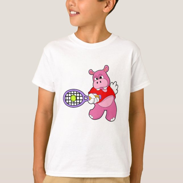 Camiseta Hippo en tenis con raqueta de tenis (Anverso)