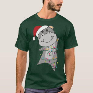 Camiseta Hippo feliz Navidades Hadas Luces Animales Dulces