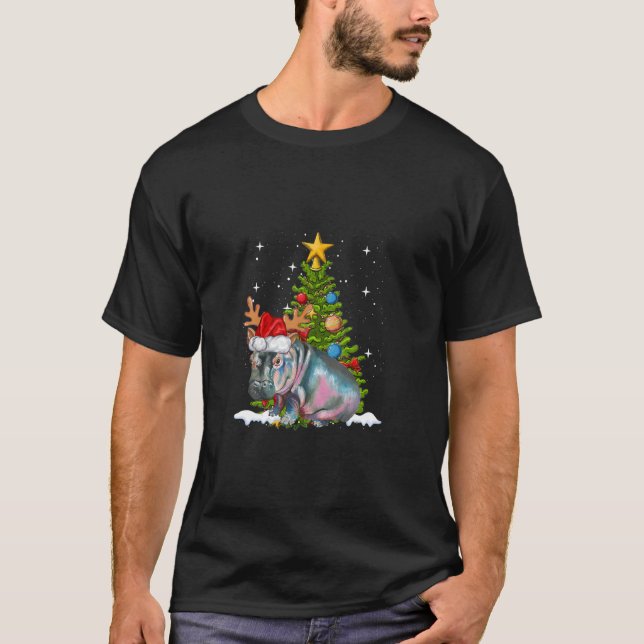 Camiseta Hippo Fiona Árbol de Navidad Hippopótamo  (Anverso)