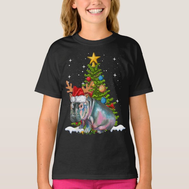 Camiseta Hippo Fiona Árbol de Navidad Hippopótamo (Anverso)