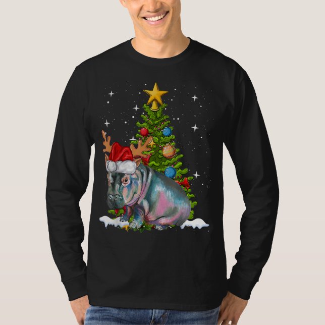 Camiseta Hippo Fiona Árbol de Navidad Hippopótamo (Anverso)