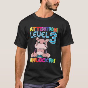 Camiseta Hippo Gamer Boy Atención Nivel 3 Juegos Desbloquea