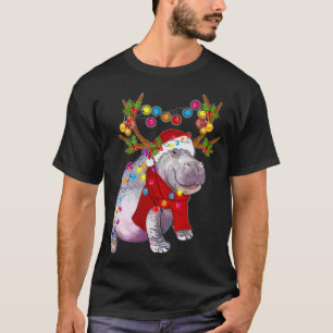 Camiseta Hippo Gorge reno Hippo luz de árbol de Navidad