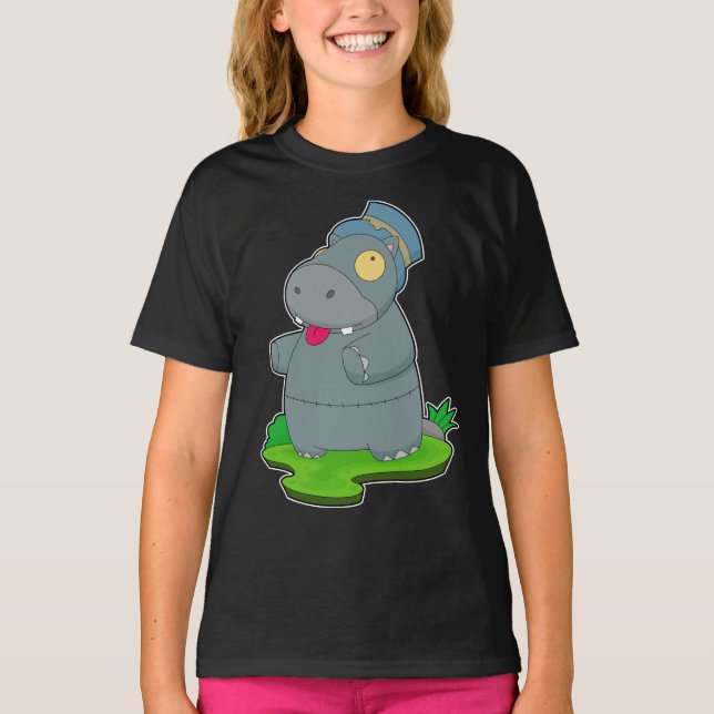 Camiseta Hippo Halloween Zombie (Anverso)