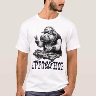 Camiseta Hippo Hop DJ - Graciosa Hip-Hop Hippo T-Shirt