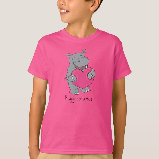Camiseta Hippo Hugs Cute Kids Hippopótamo (Anverso)