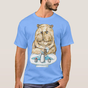 Camiseta Hippo lavarse manos baño acuarela