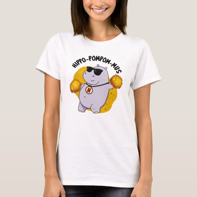 Camiseta Hippo-pompom-mus Gracioso Animal Hippo Pun (Anverso)