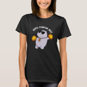Camiseta Hippo-pompom-mus Gracioso Animal Hippo Pun Dark BG