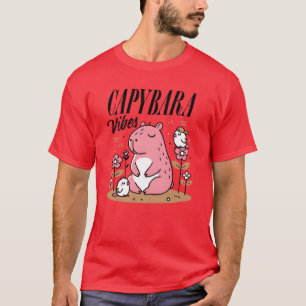 Camiseta Hippo rosa caprichoso con amigo floral