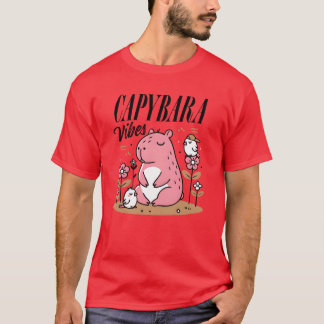 Camiseta Hippo rosa caprichoso con amigo floral
