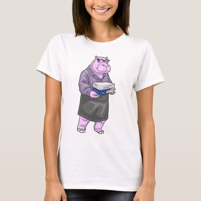 Camiseta Hippo Secretary Stack of paper Office (Anverso)