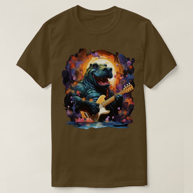 Camiseta Hippo Tocando Guitarra (Diseño del anverso)