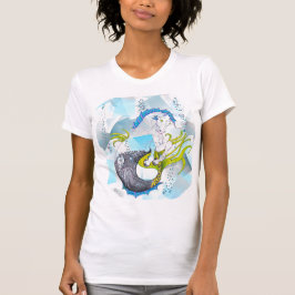 Camiseta Hippocampus (cráneo) con geo azul abstracto