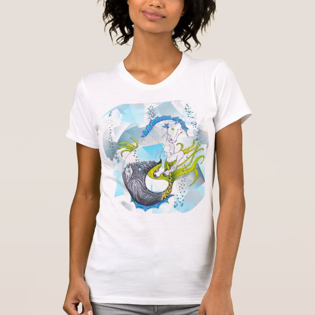 Camiseta Hippocampus (cráneo) con geo azul abstracto (Anverso)