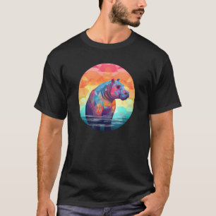 Camiseta Hippopótamo Cute Hippo Zoológico Geométrico Animal