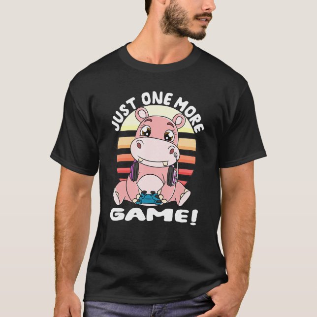Camiseta Hippopótamo Gamer Auriculares Jugador Hippo Sólo A (Anverso)