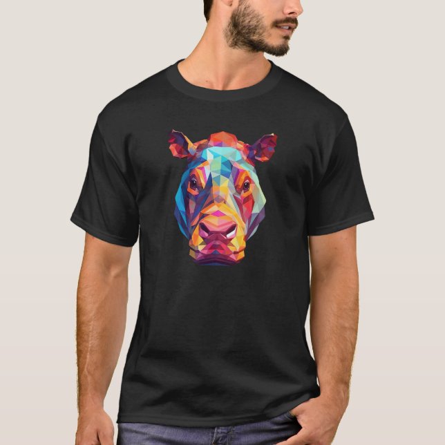 Camiseta Hippopotamus Cute Hippo Geometric Zoo Animal 1 (Anverso)