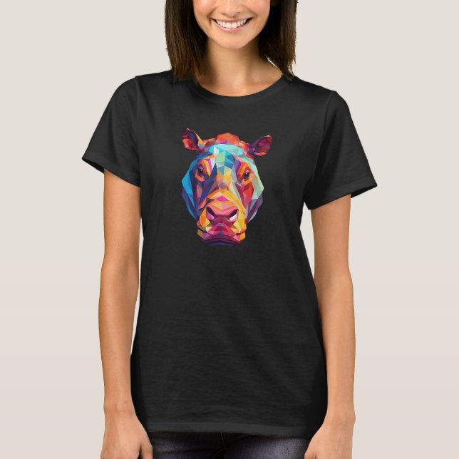 Camiseta Hippopotamus Cute Hippo Geometric Zoo Animal 1 (Anverso)