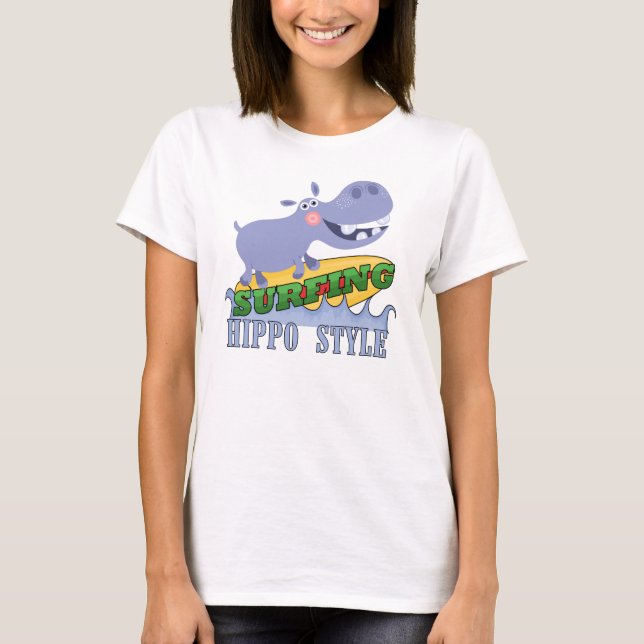 Camiseta Hippopotamus de la persona que practica surf (Anverso)
