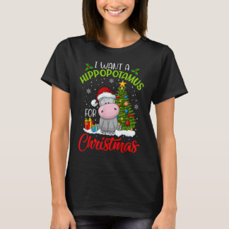 Camiseta Hippopotamus For Christmas Xmas