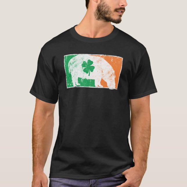 Camiseta Hippopotamus St Patrick's Day Irish Flag C Distres (Anverso)