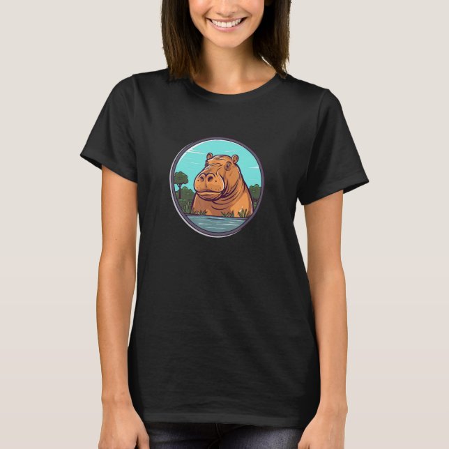 Camiseta Hippopotamus Women s Cute Hippo Zoo Animal Safari  (Anverso)