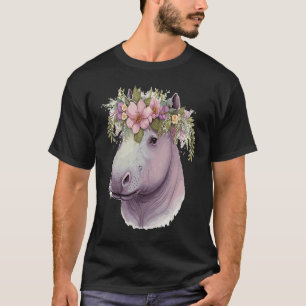 Camiseta Hippotamo Flor Crown Floral Pastel A