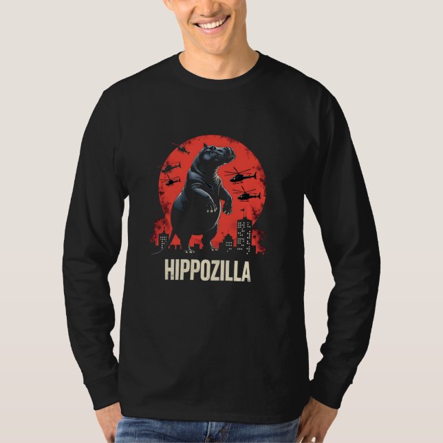 Camiseta Hippozilla Spooky Moo Deng Baby Pygmy Hippo (Anverso)