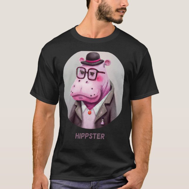 Camiseta Hippster Hippo Hipster Cute Pun Animal Hipopotamu (Anverso)