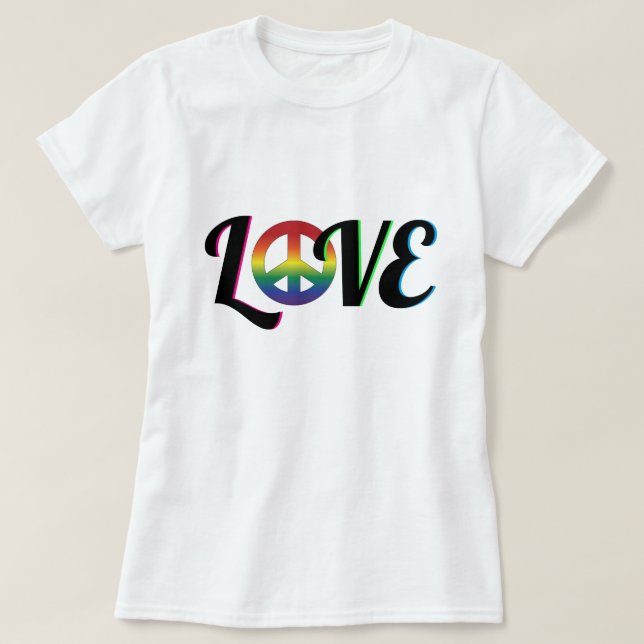 Camiseta Hippy del símbolo del amor y de paz retro (Diseño del anverso)