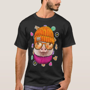 Camiseta Hipster Cerdo Geek Nerds Glasses Farm Animal Love 