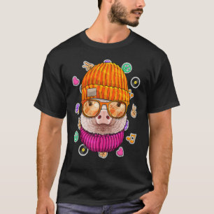 Camiseta Hipster Cerdo Geek Nerds Glasses Farm Animal Love 