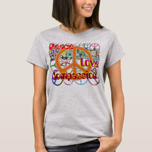 Camiseta Hipster Collage Peace Love Compasión