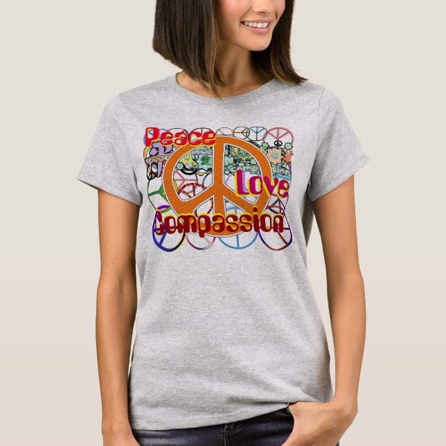 Camiseta Hipster Collage Peace Love Compasión (Anverso)
