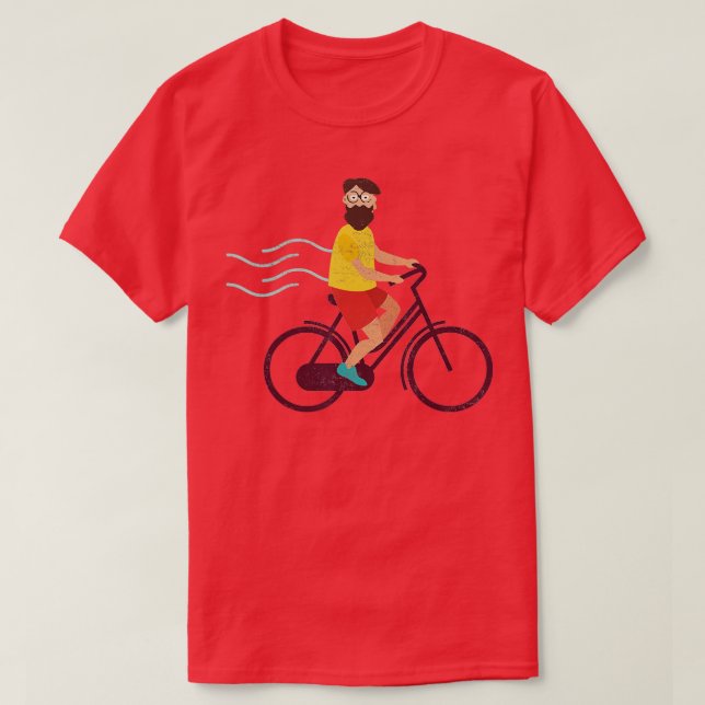Camiseta Hipster con barba completa en bicicleta (Diseño del anverso)