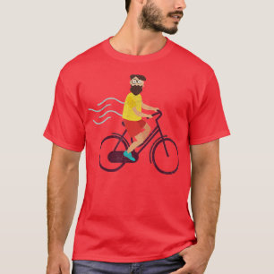 Camiseta Hipster con barba completa en bicicleta