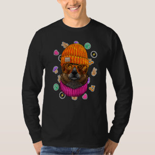 Camiseta Hipster Corgi Geek Nerds Glasses Dog Love Peace Si
