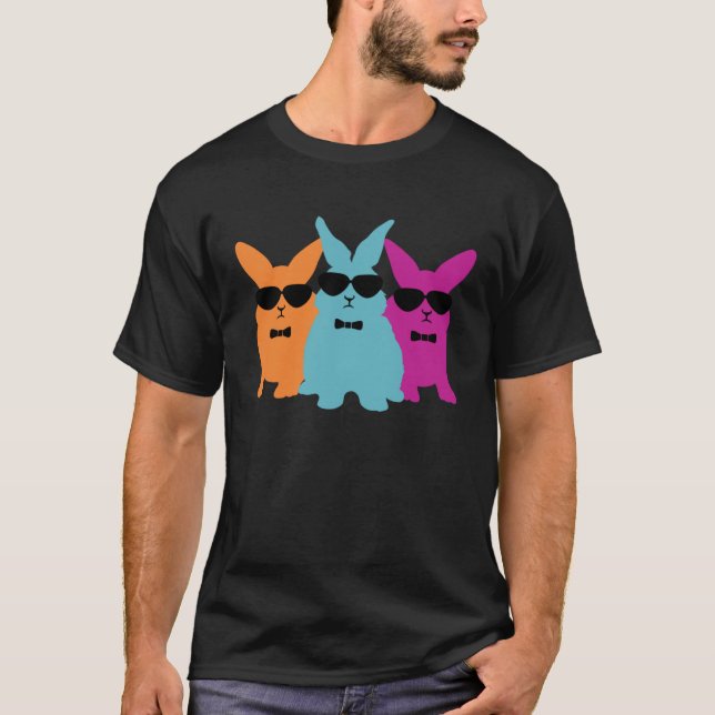 Camiseta Hipster Easter Bunny Cool Rabbits With Shades Hip  (Anverso)