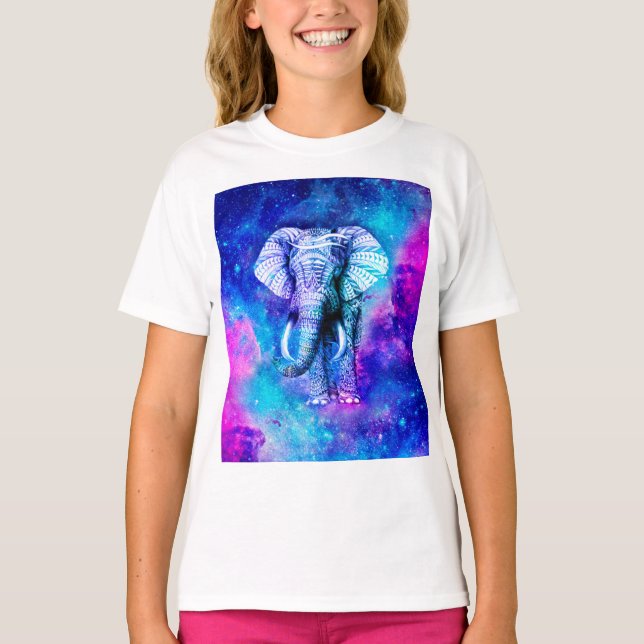 Camiseta Hipster Elephant Nebula Space (Anverso)