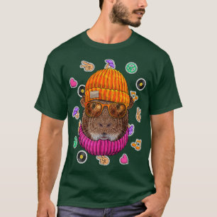 Camiseta Hipster Guinea Cerdo Geek Gafas Nerviosas Amor Ani