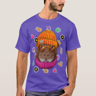 Camiseta Hipster Guinea Cerdo Geek Gafas Nerviosas Amor Ani