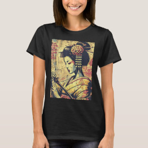 Camiseta Hipster japonés Geisha Katana Vintage mujeres Chic