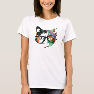Camiseta Hipster Kitty con gafas