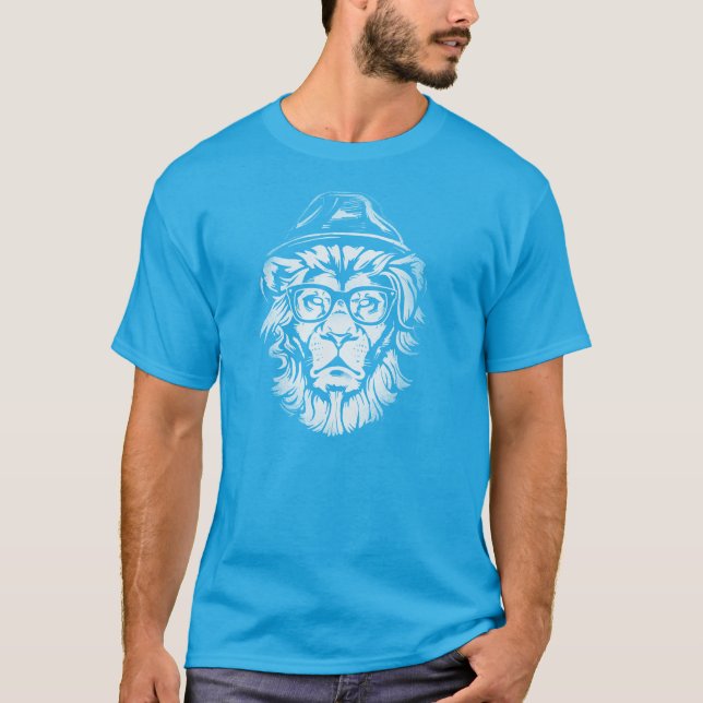 Camiseta Hipster Lion Blue (Anverso)