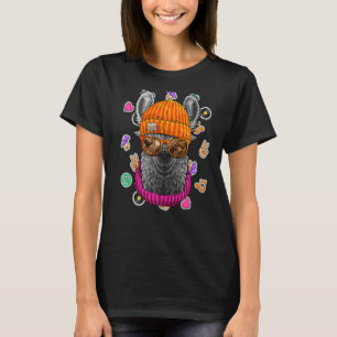 Camiseta Hipster Llama Geek Nerds Glass Animal Love Peace